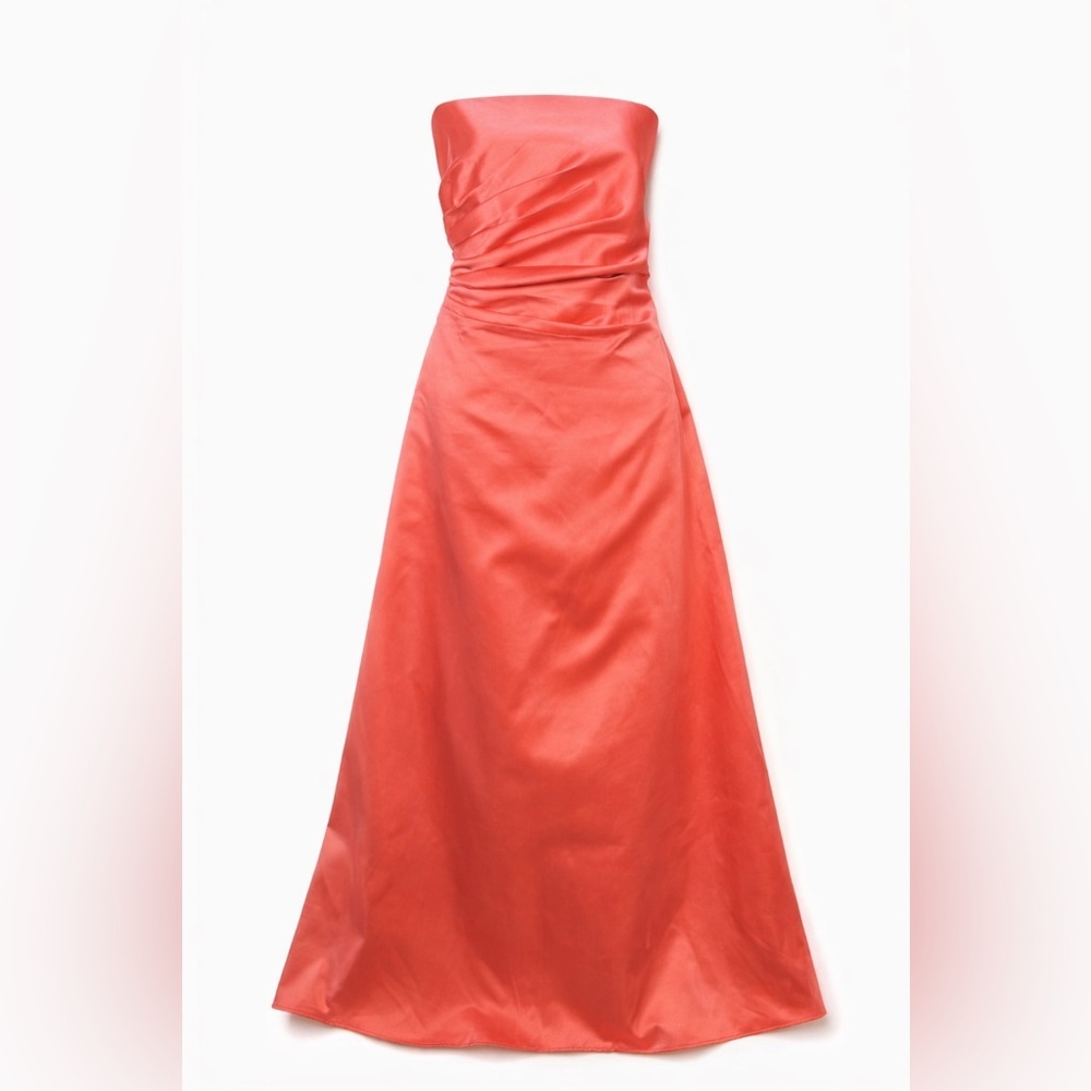 Vintage Cache Strapless Coral Formal Evening Gown Size 12 Made in USA